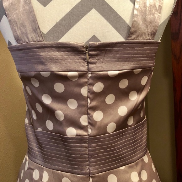 🆕 BCBG Taupe Polka Dot and Print Dress - Picture 3 of 6
